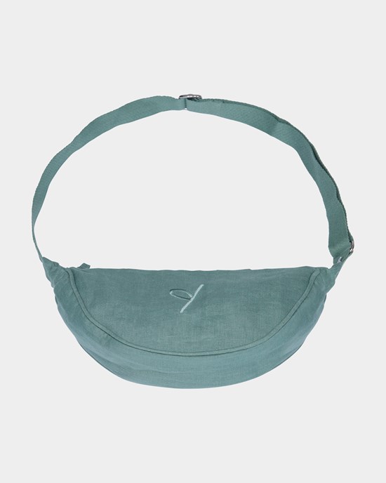 Sling bag organic linen, Moss green - Yogiraj